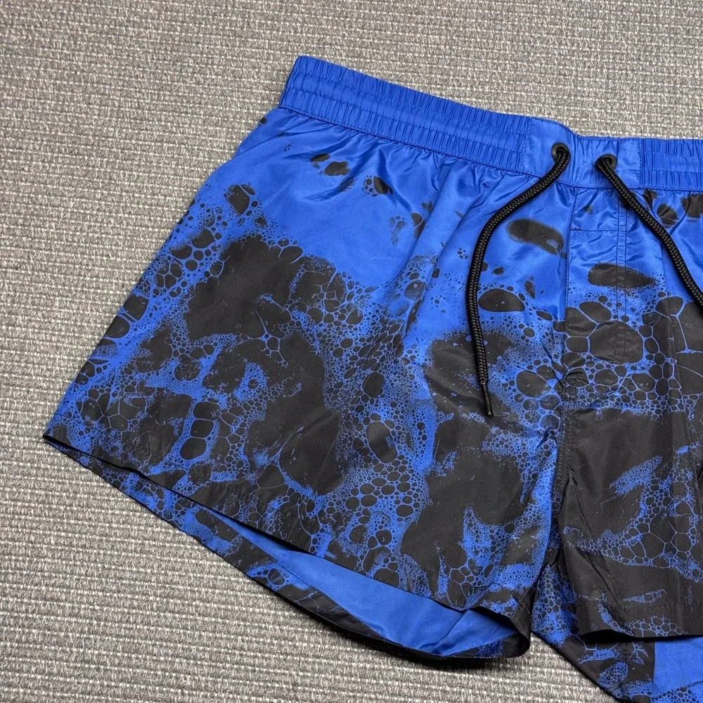 Diesel Beachwear Mens Blue Black Abstract Bubble Print Swim Trunks Size L